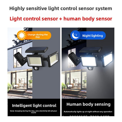 Solar Motion Sensor Light Outdoor – 1800 Lumen Wireless Security Flood Light, IP65 Waterproof, 120° Detection
