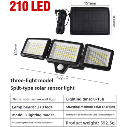 Solar Motion Sensor Light Outdoor – 1800 Lumen Wireless Security Flood Light, IP65 Waterproof, 120° Detection